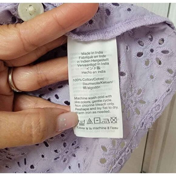 madewell Eyelet Village Ruffle-Sleeve Shirt XS - Picture 7 of 8